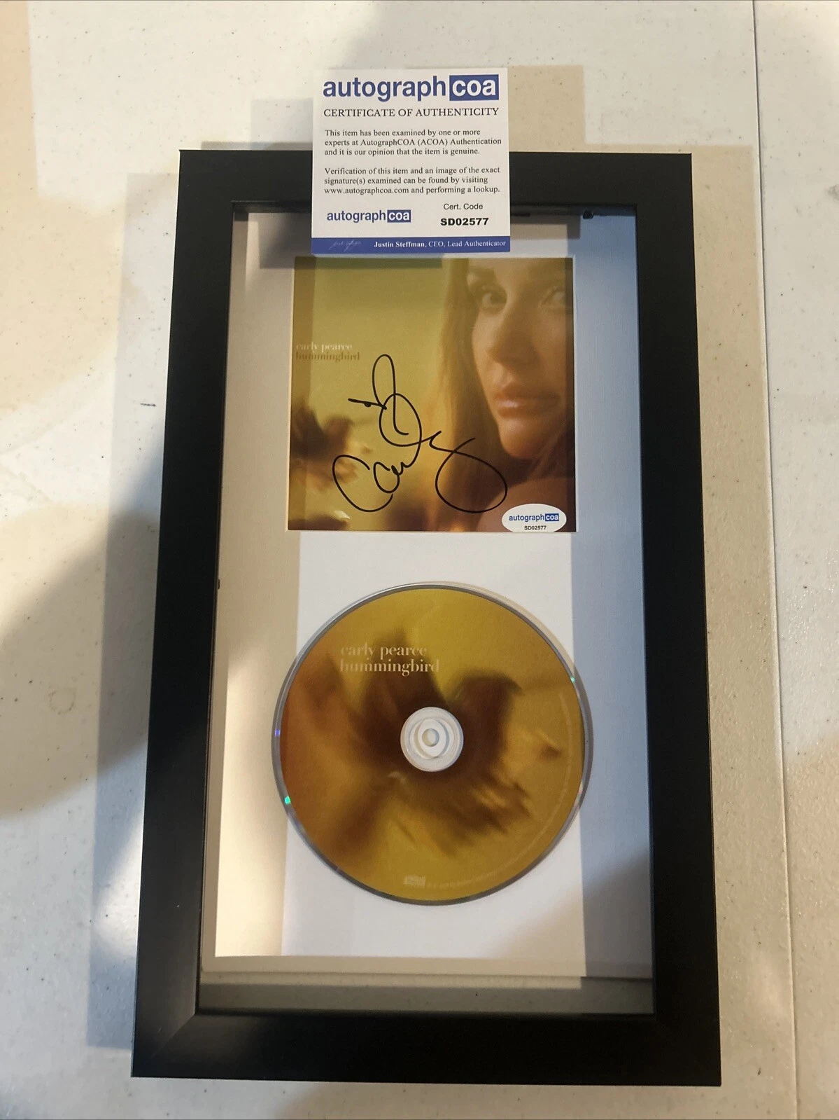 CARLY PEARCE SIGNED AUTOGRAPH FRAMED CD DISPLAY HUMMINGBIRD ACOA COUNTRY STAR