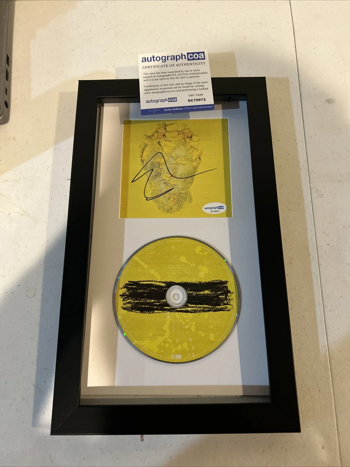 ED SHEERAN SIGNED AUTOGRAPH FRAMED CD DISPLAY ACOA SUBTRACT POP STAR