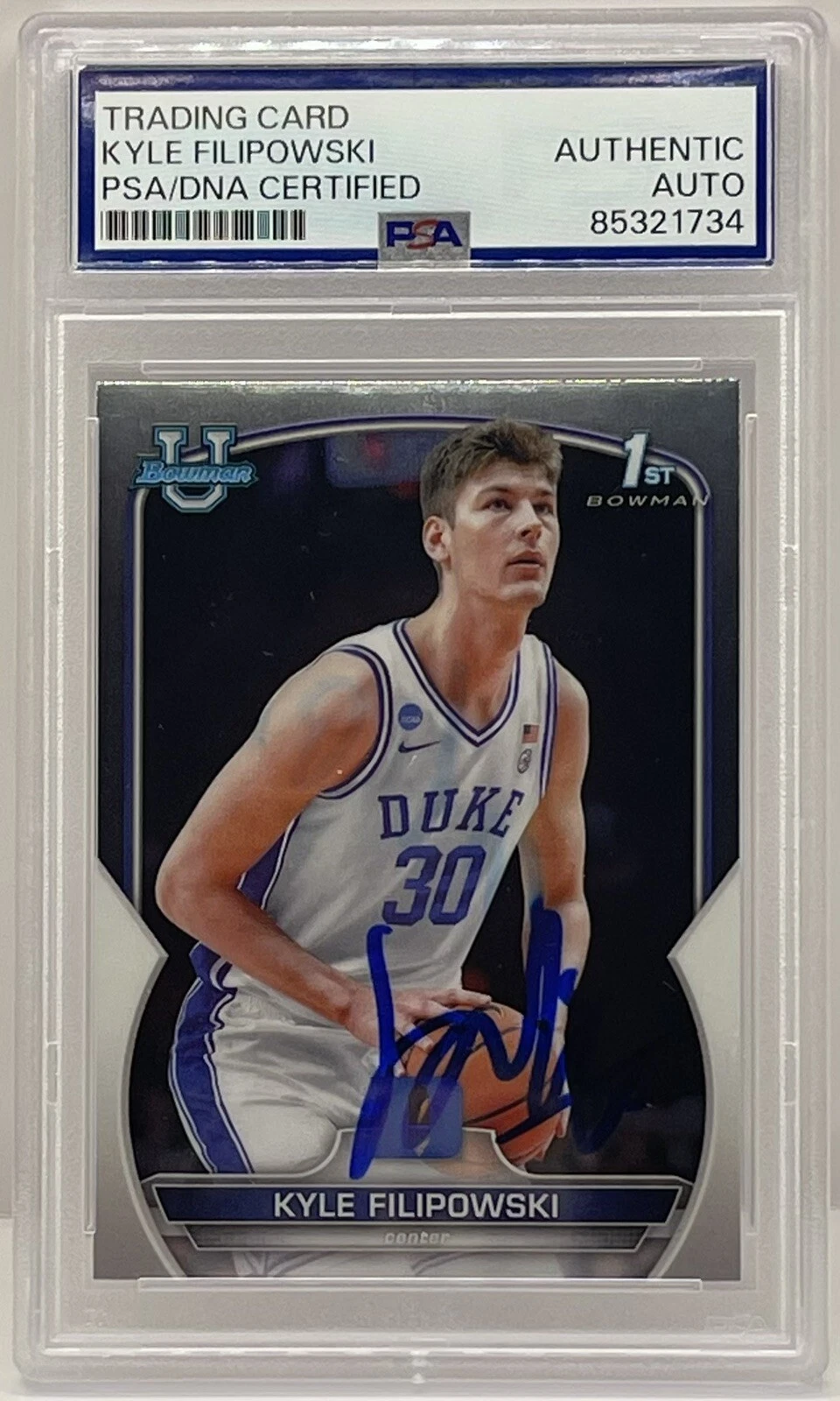 Kyle Filipowski Signed Auto 2023-24 Bowman U Rookie Card PSA/DNA Slabbed Jazz