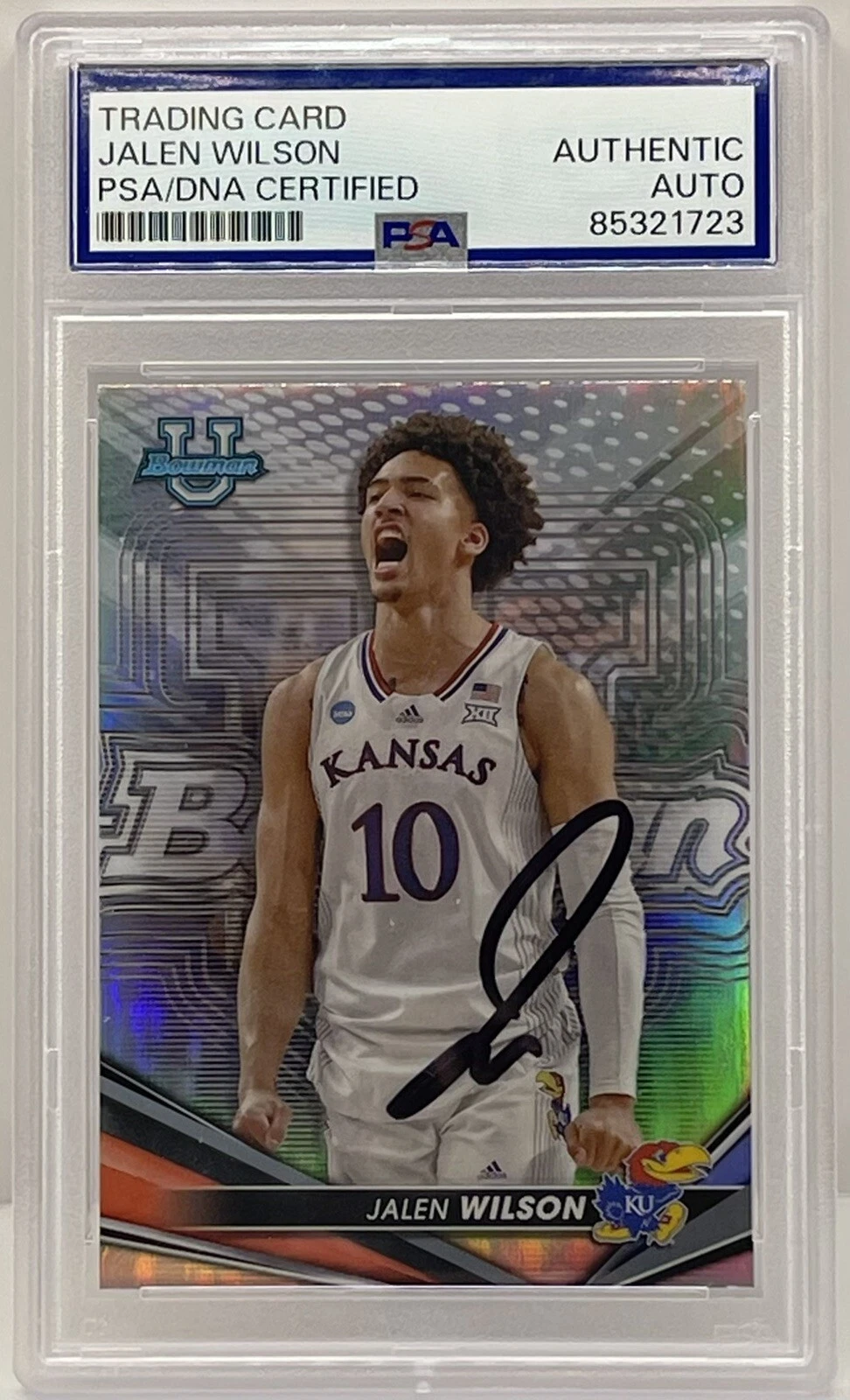 Jalen Wilson Signed Auto 2023-24 Bowman U Rookie Card Kansas PSA/DNA Slabbed