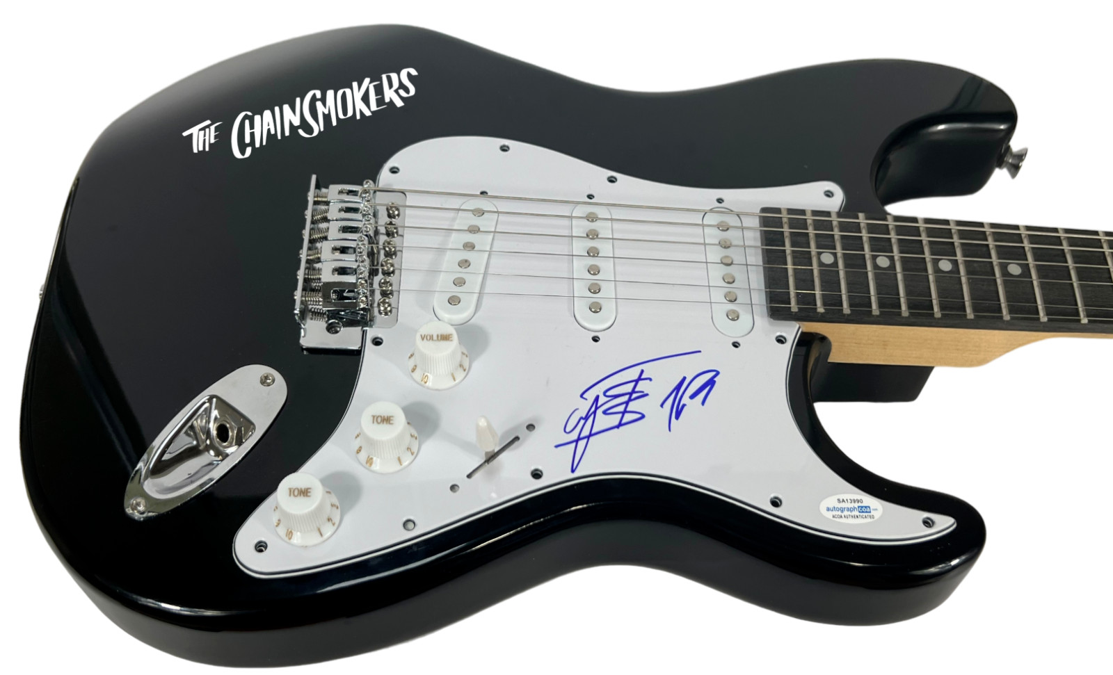 THE CHAINSMOKERS SIGNED AUTOGRAPH ELECTRIC GUITAR ALEX PALL ANDREW TAGGART ACOA COLLECTIBLE MEMORABILIA