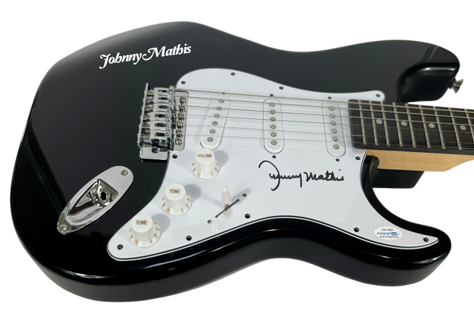 Johnny Mathis Signed Autograph Electric Guitar Chances Are Misty Singer ACOA COA
