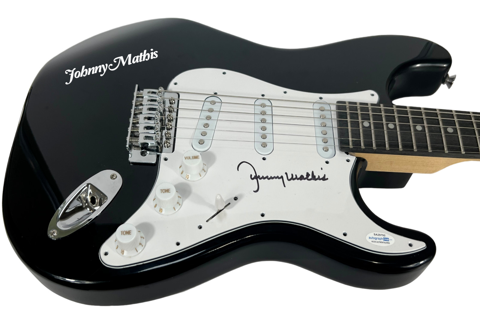 Johnny Mathis Signed Autograph Electric Guitar Chances Are Misty Singer ACOA COA
