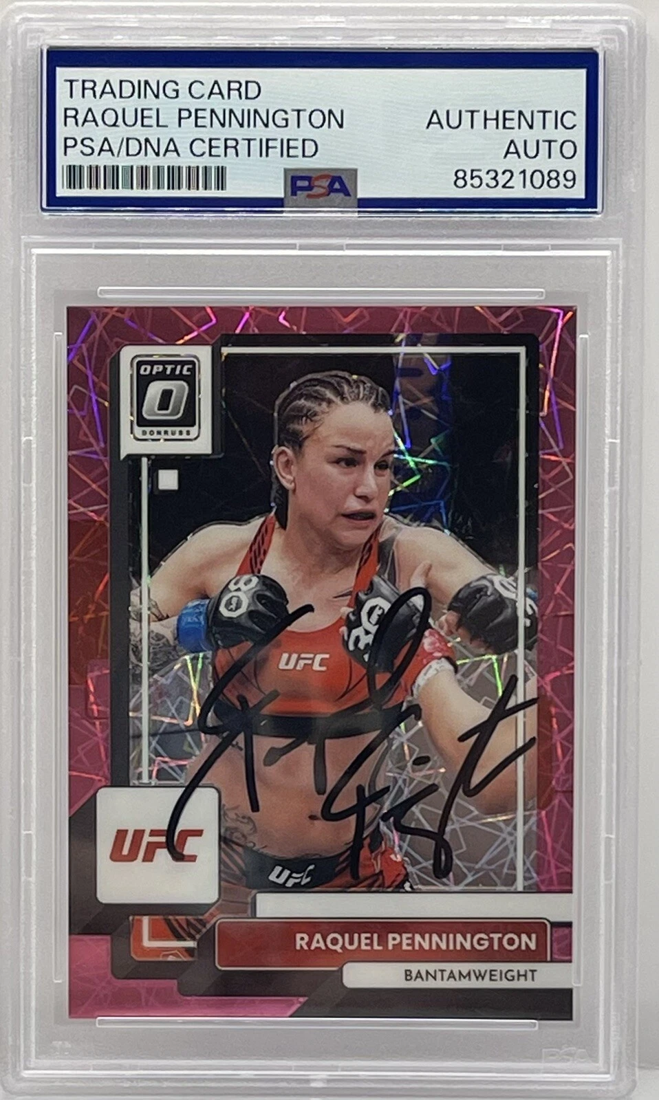 Raquel Pennington Signed 2023 Donruss Optic Pink UFC Card PSA/DNA Slabbed #/d 79