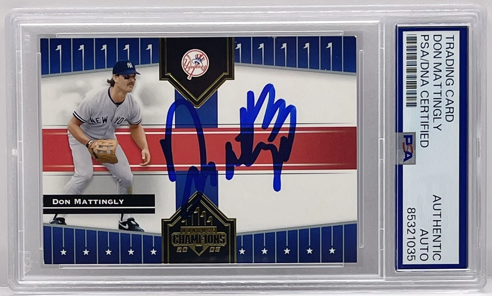Don Mattingly Signed Autographed 2005 Donruss Champions Card Yankees PSA/DNA