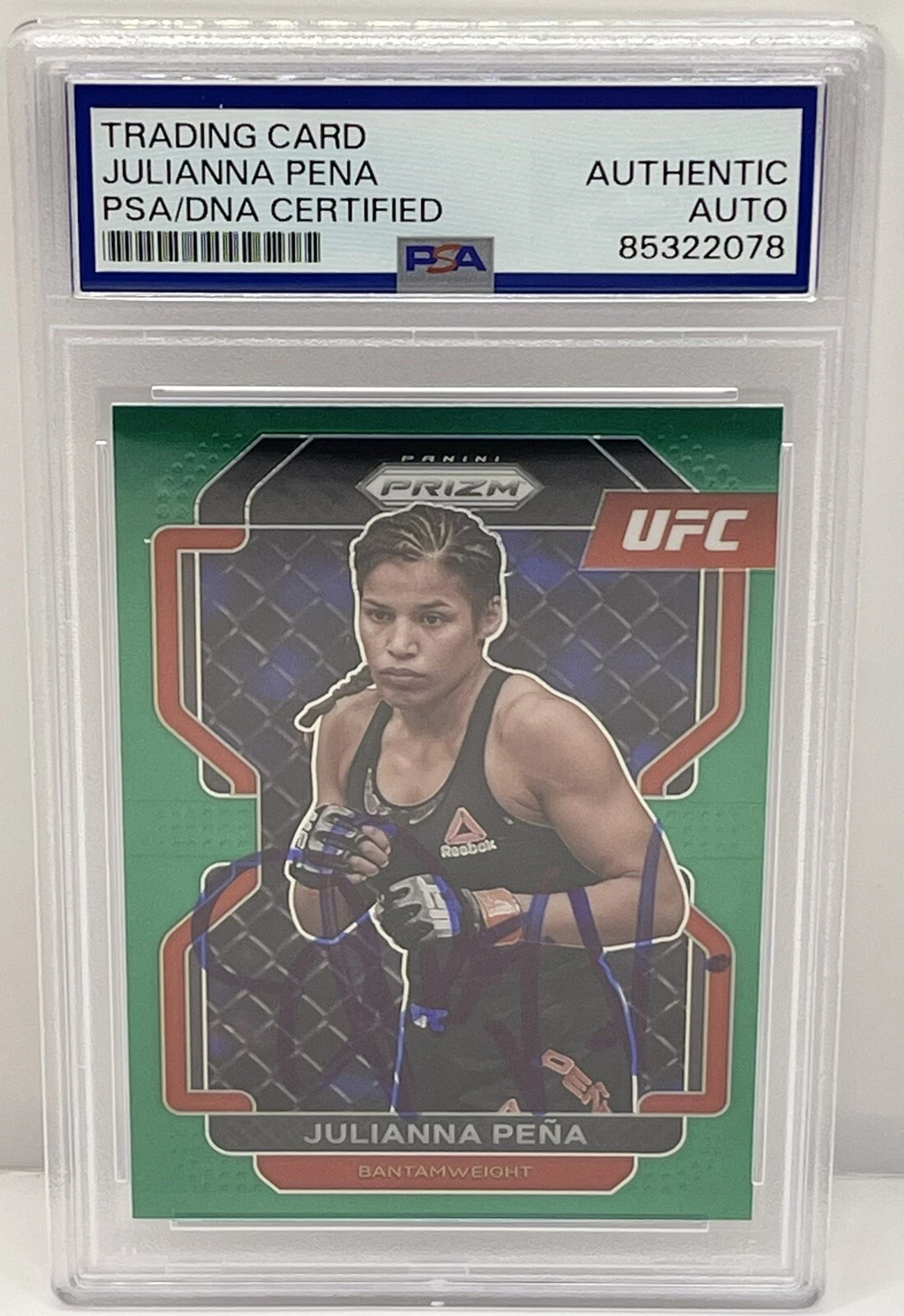Julianna Peña Signed Autographed 2022 Prizm Green UFC Card PSA/DNA Slabbed