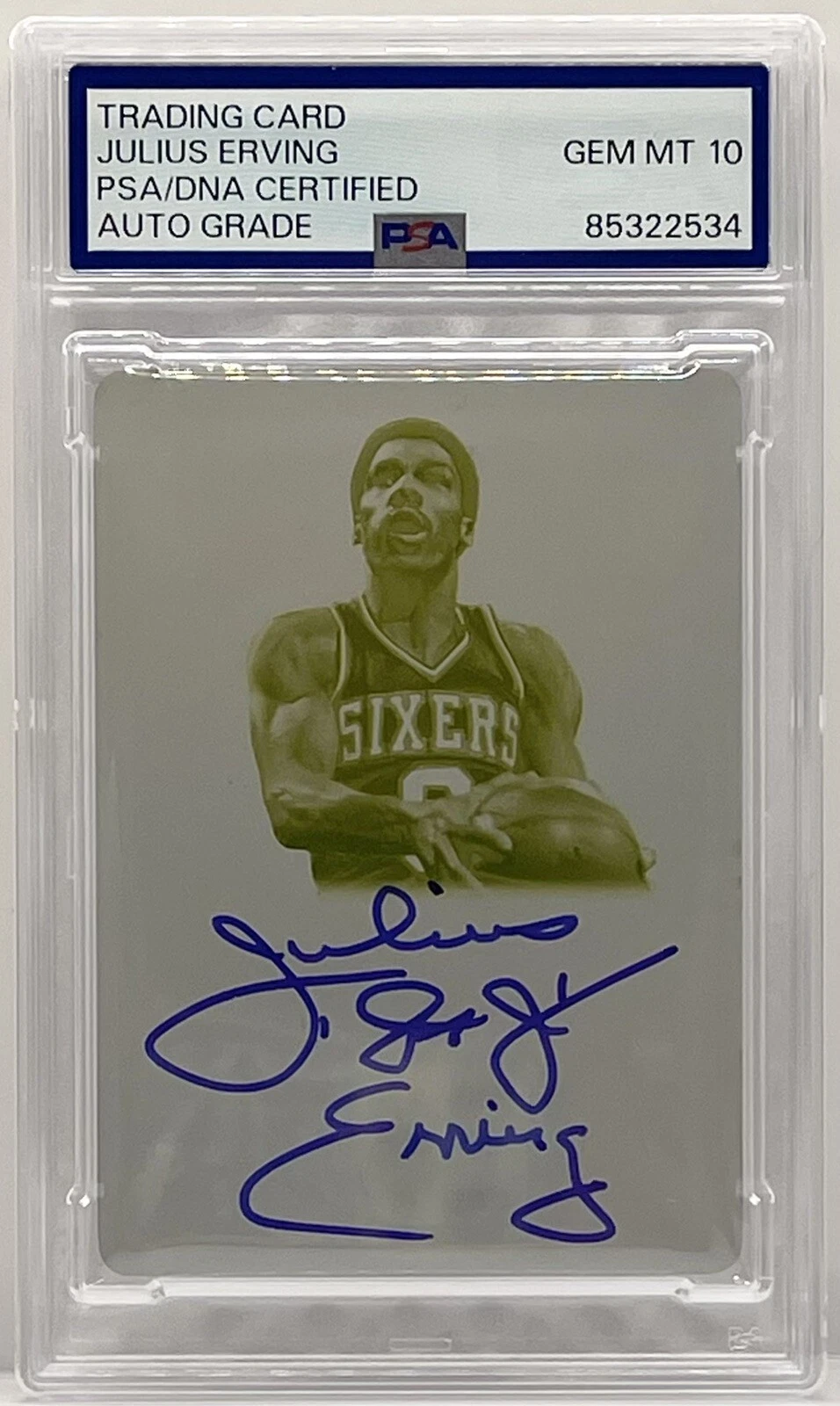 Julius Dr. J Erving Signed 2016 Flawless 1/1 Printing Plate PSA/DNA Slab Gem 10