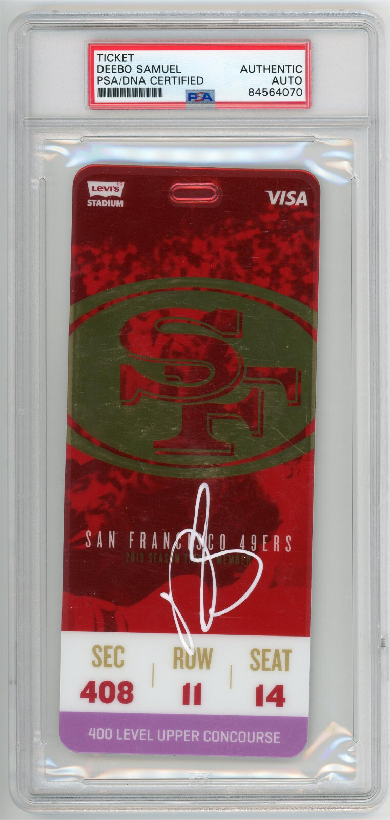 PSA/DNA SF 49ers #19 DEEBO SAMUEL Autographed 2019 NFL Pro Debut Full Ticket