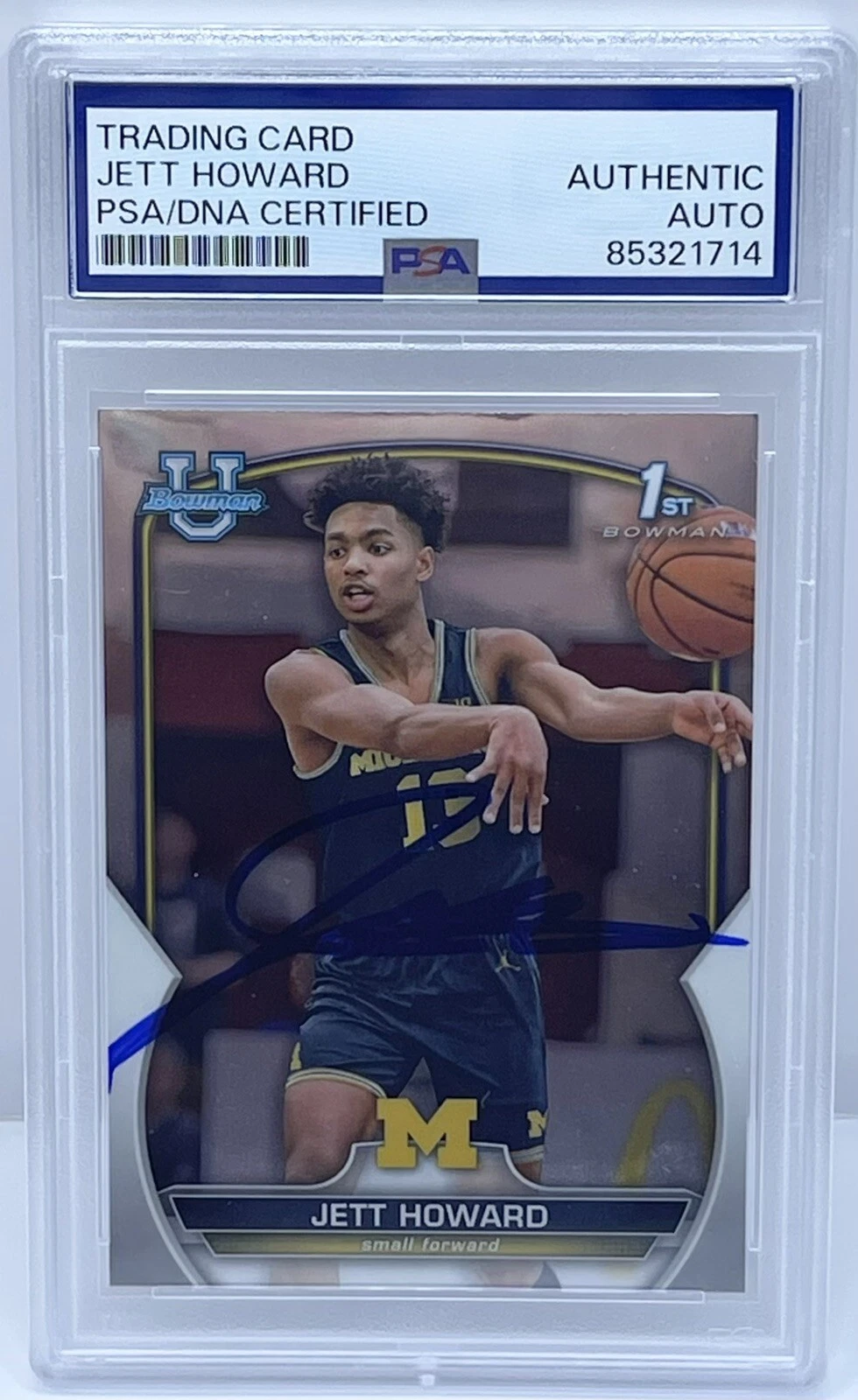 Jett Howard Signed Autographed 2023-24 Bowman U Rookie Card PSA/DNA Slab