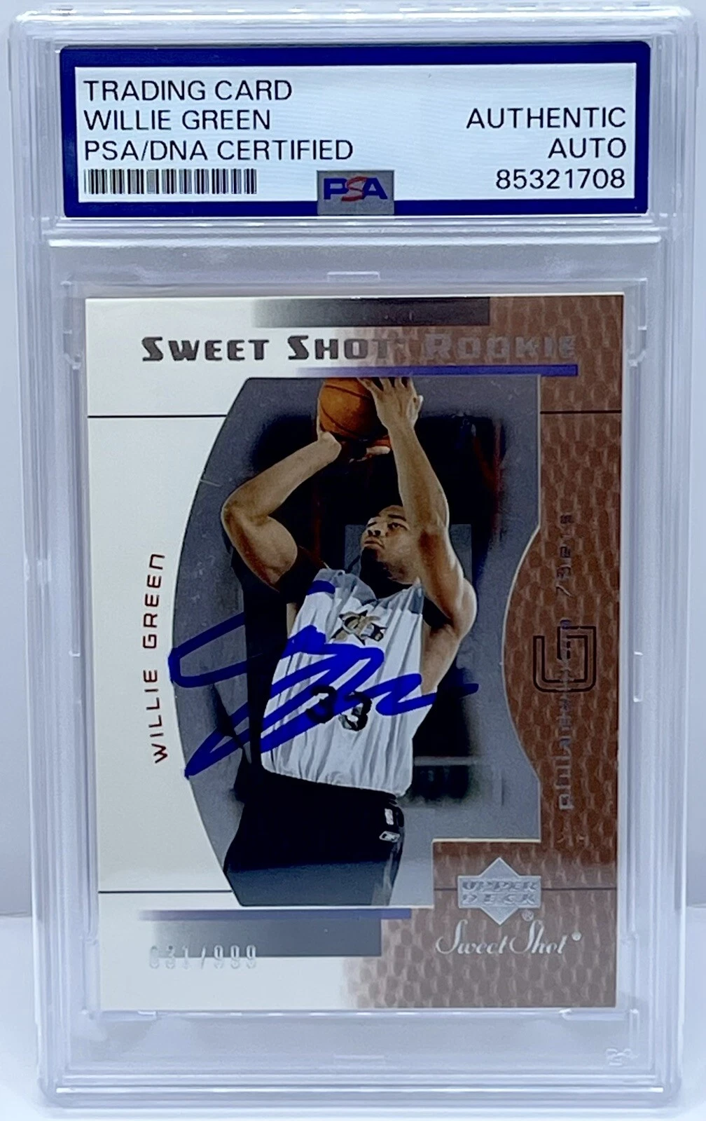 Willie Green Signed Auto 2003-04 Upper Deck Sweet Spot Rookie Card 76ers PSA/DNA
