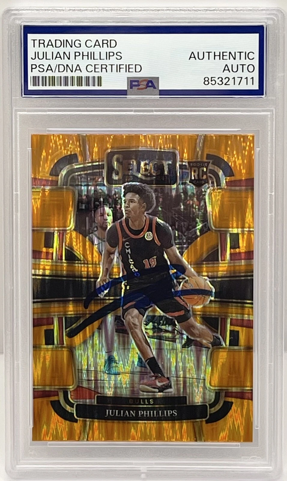 Julian Phillips Signed 2023-24 Select Orange Flash Rookie Card PSA/DNA Slabbed