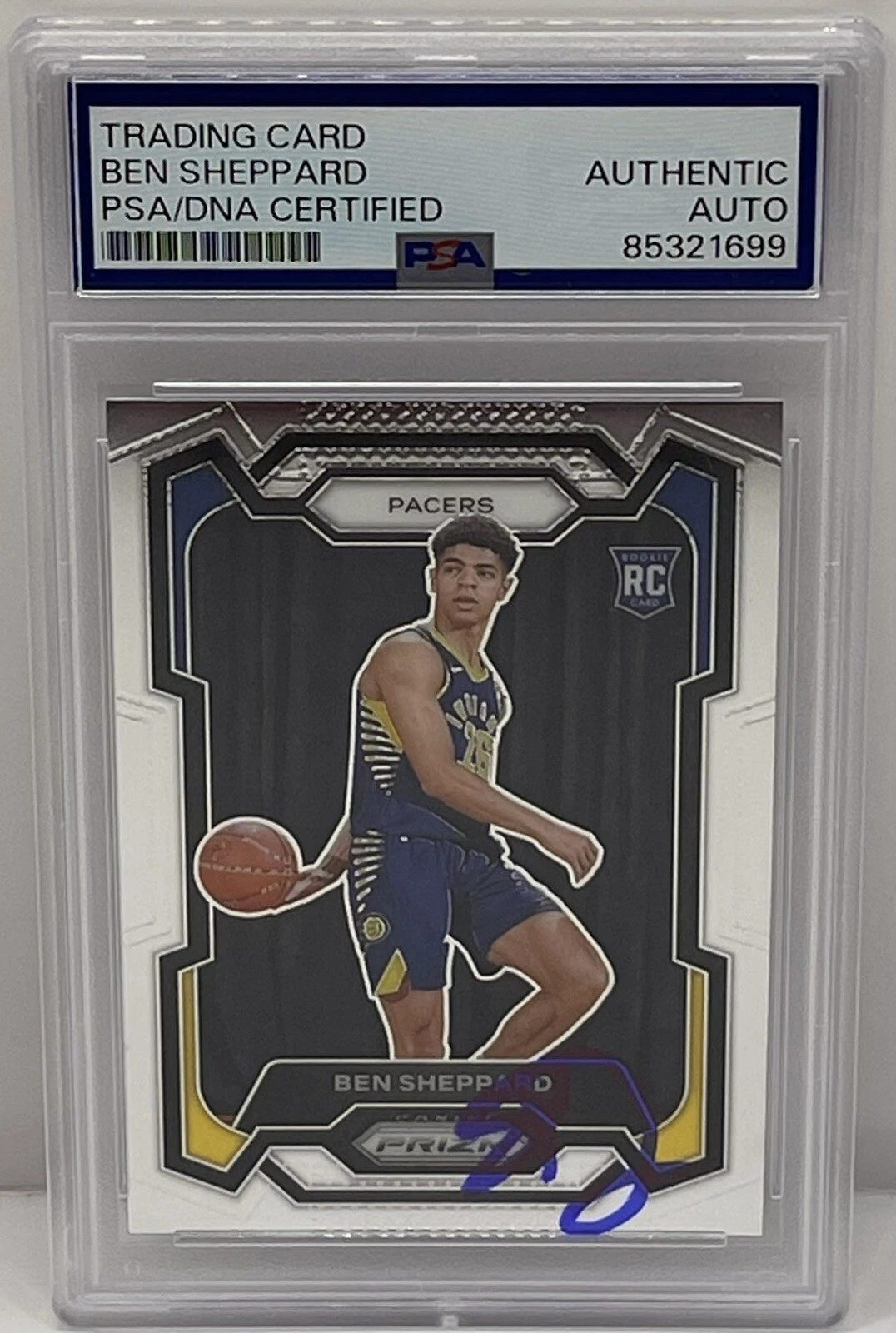 Ben Sheppard Signed Autographed 2023-24 Prizm Rookie Card PSA/DNA Slabbed Pacers