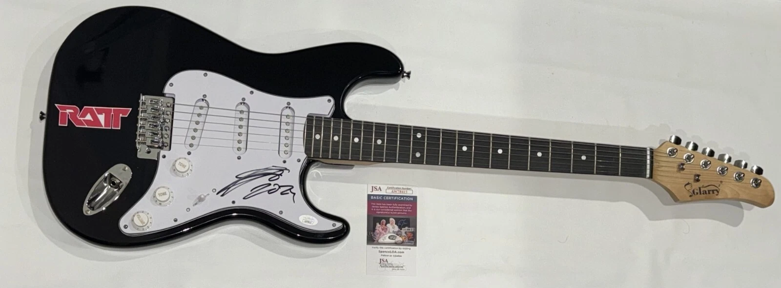 STEPHEN PEARCY SIGNED BLACK ELECTRIC GUITAR RATT AUTOGRAPHED JSA COA