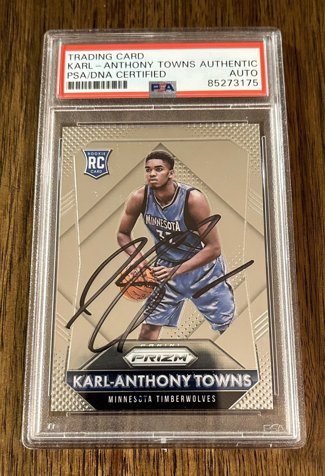 Karl-Anthony Towns Signed 2015 Panini Prizm Rookie Card RC PSA/DNA Autograph