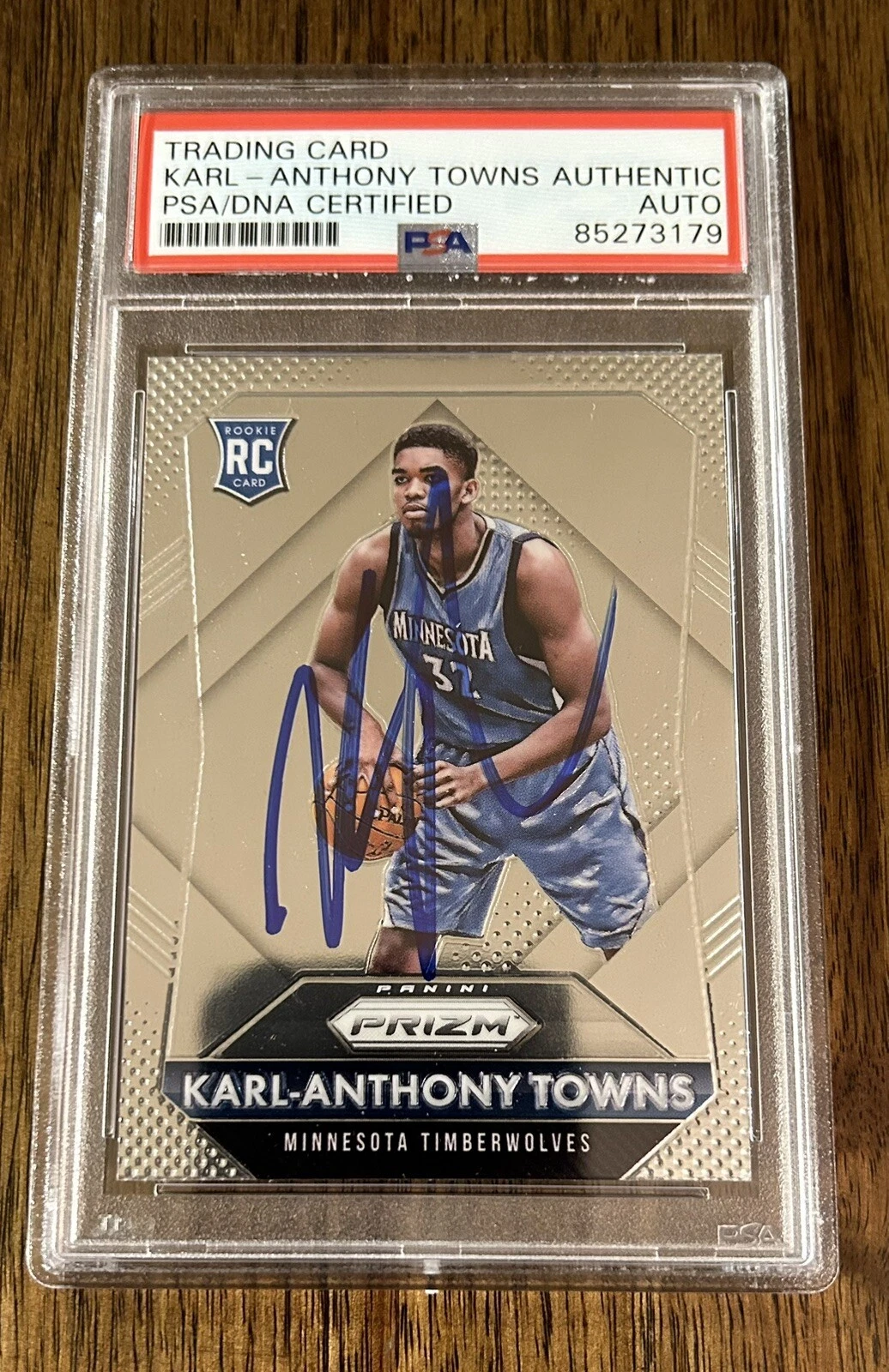 Karl-Anthony Towns Signed 2015 Panini Prizm Rookie Card RC PSA/DNA Autograph