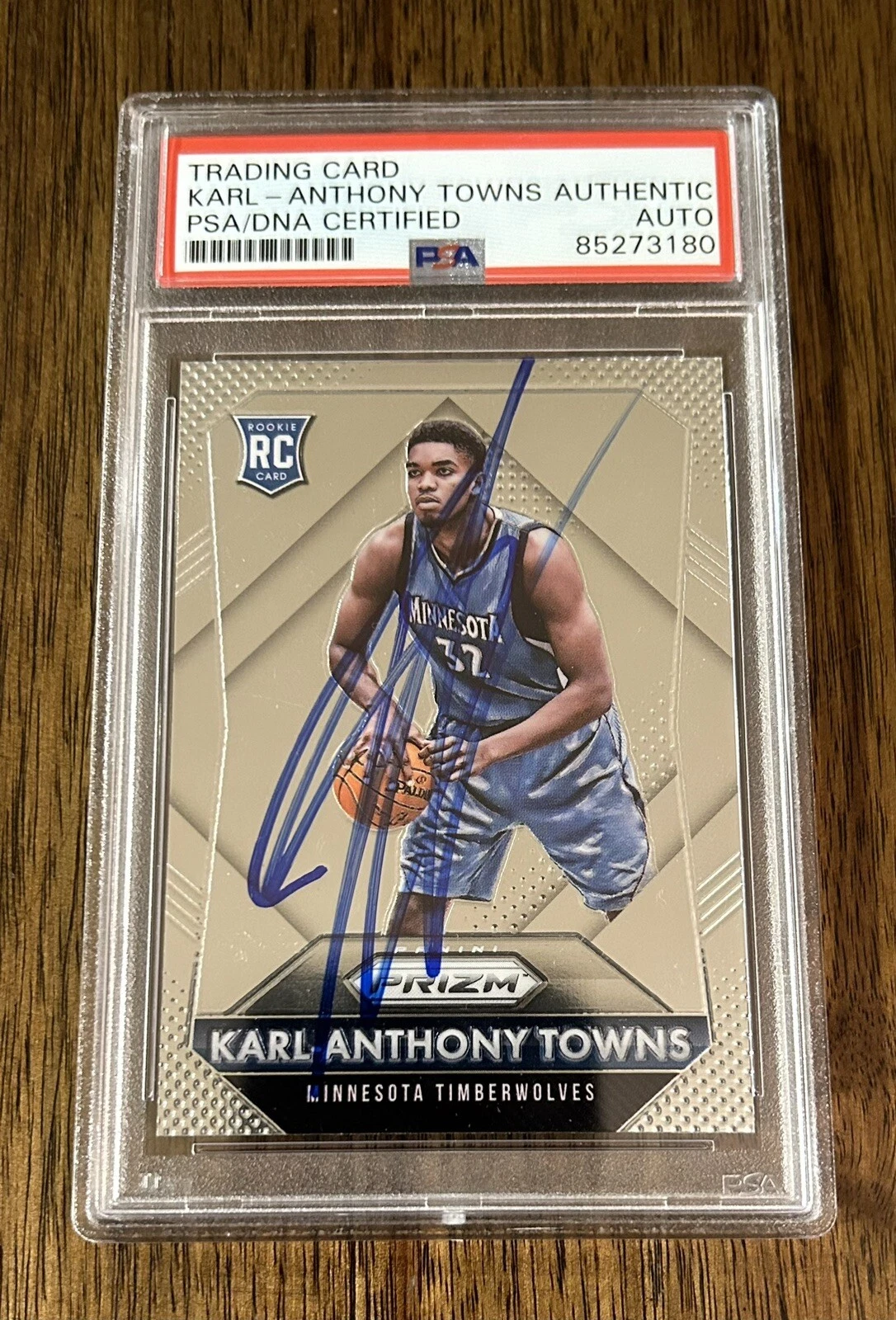 Karl-Anthony Towns Signed 2015 Panini Prizm Rookie Card RC PSA/DNA Autograph