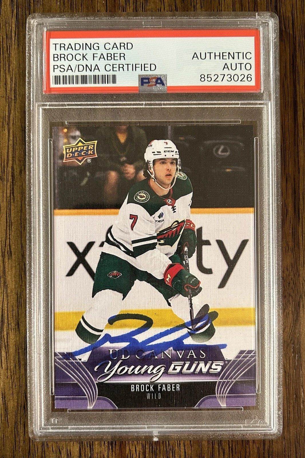 Brock Faber Signed 2023-24 Upper Deck Young Guns Canvas Rookie Auto PSA/DNA