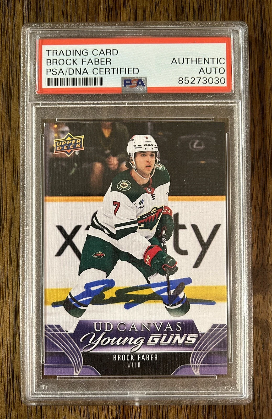 Brock Faber Signed 2023-24 Upper Deck Young Guns Canvas Rookie Auto PSA/DNA