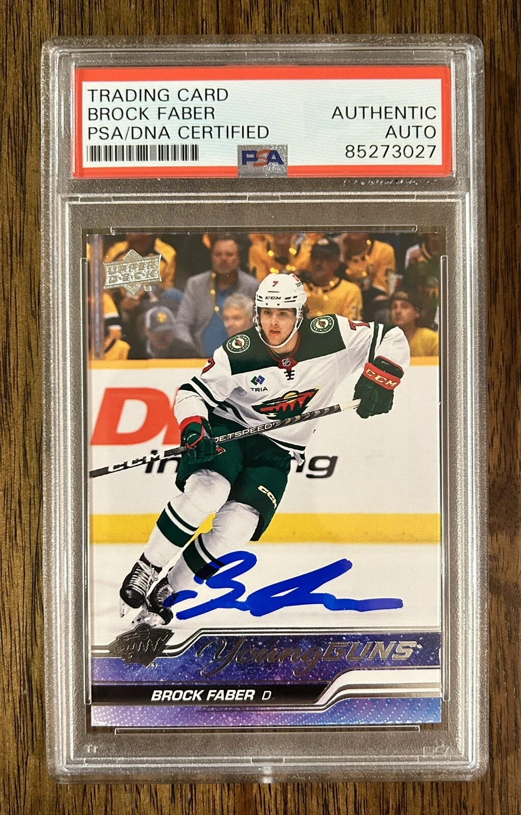 Brock Faber Signed 2023-24 Upper Deck Young Guns Rookie Auto PSA/DNA MN Wild