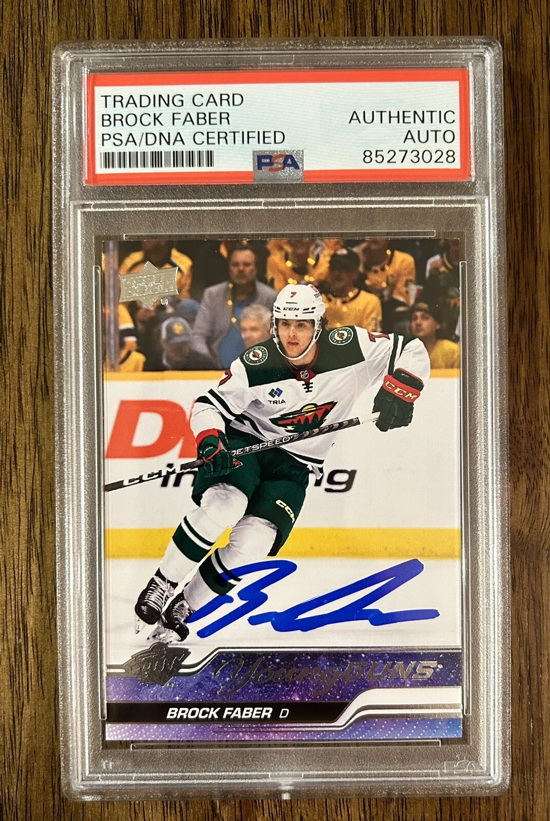 Brock Faber Signed 2023-24 Upper Deck Young Guns Rookie Auto PSA/DNA MN Wild