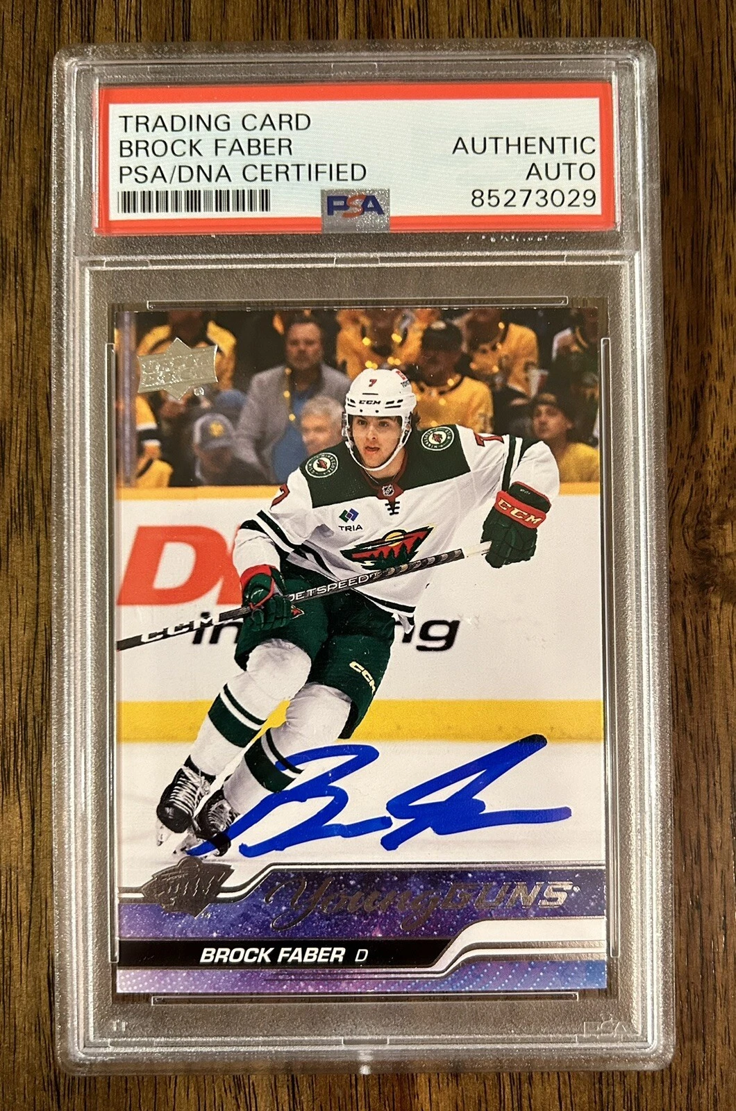 Brock Faber Signed 2023-24 Upper Deck Young Guns Rookie Auto PSA/DNA MN Wild