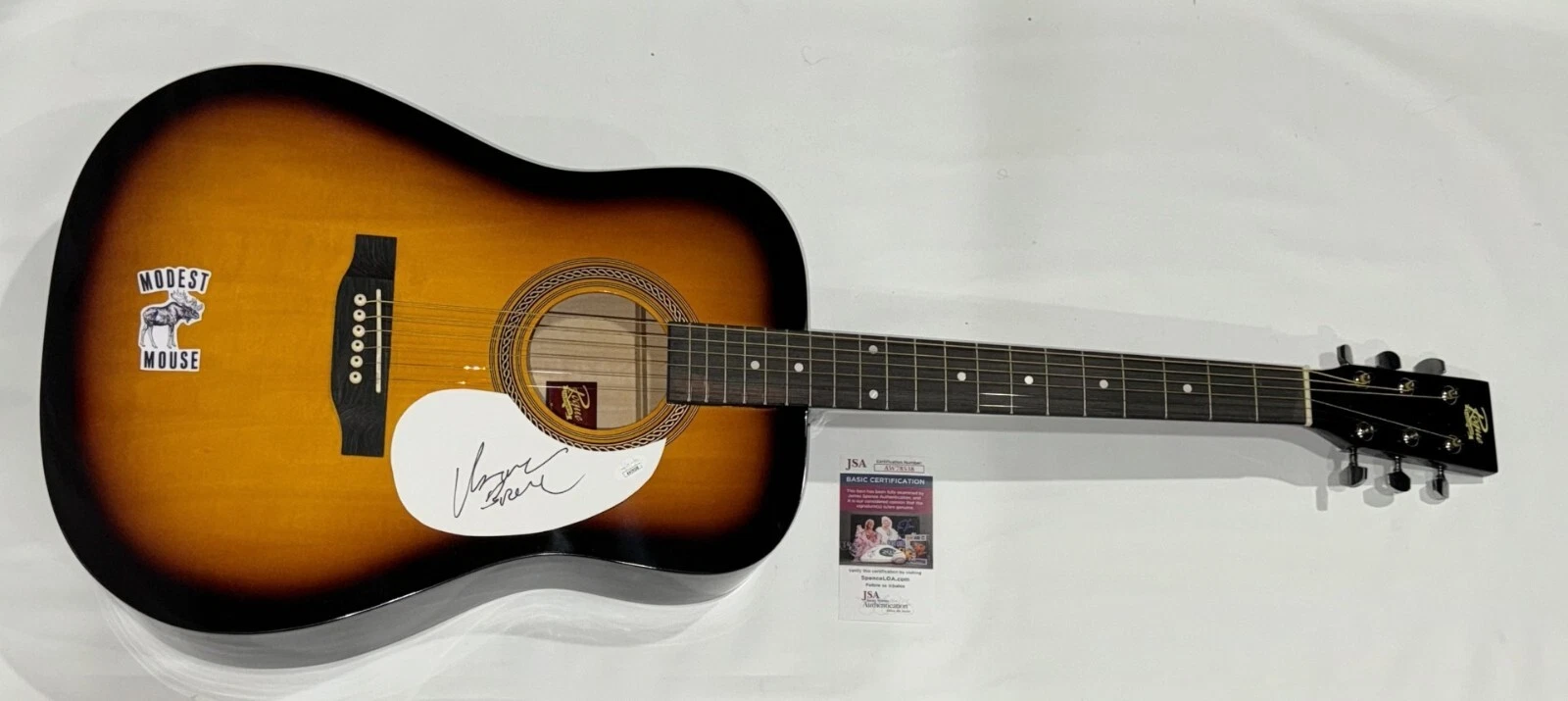 ISAAC BROCK SIGNED SUNBURST ACOUSTIC GUITAR MODEST MOUSE JSA COA