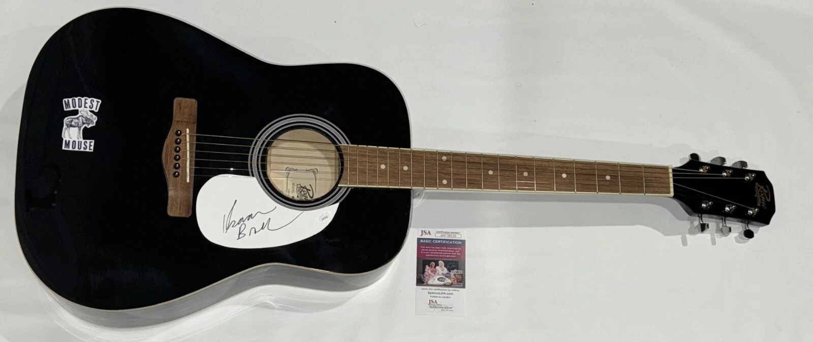 ISAAC BROCK SIGNED BLACK ACOUSTIC GUITAR MODEST MOUSE JSA COA