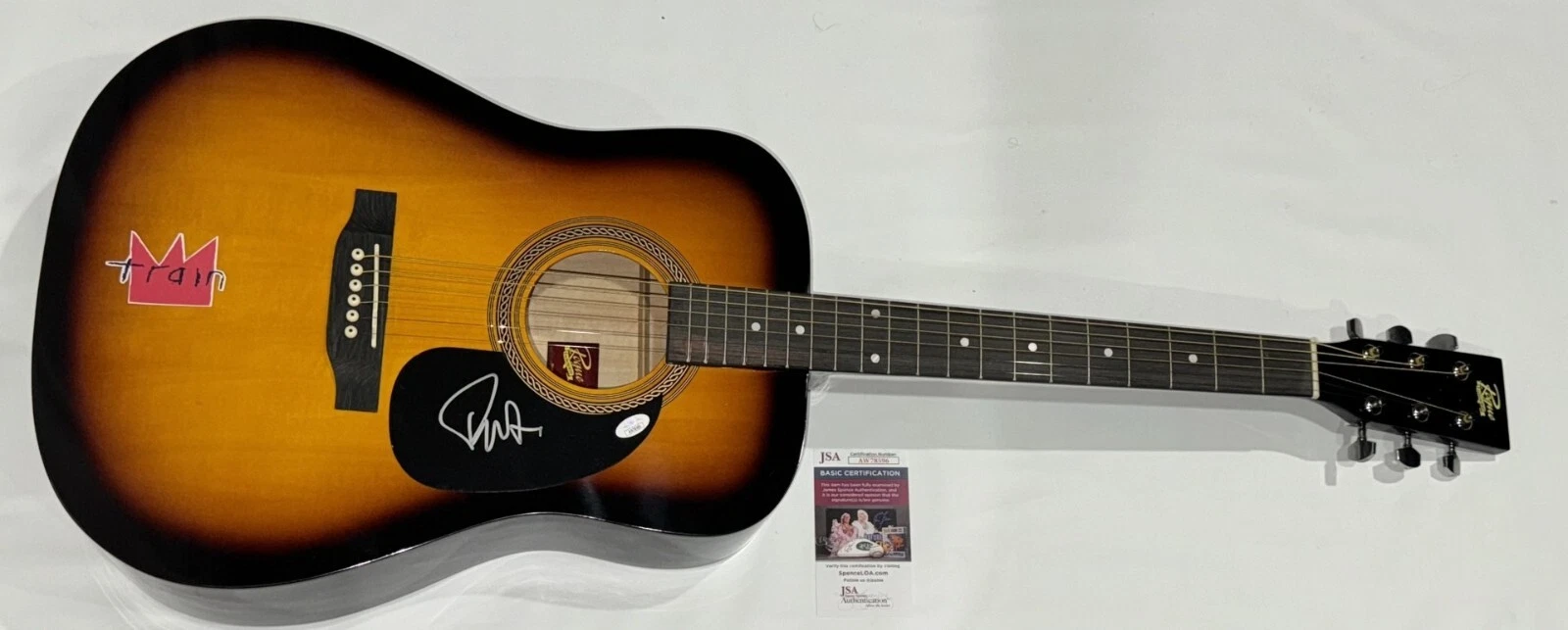 PAT MONAHAN SIGNED SUNBURST ACOUSTIC GUITAR TRAIN JSA COA