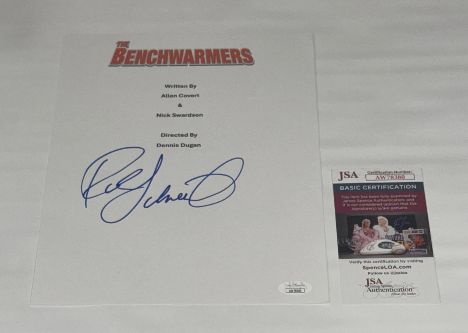 ROB SCHNEIDER SIGNED THE BENCHWARMERS MOVIE TRANSCRIPT AUTOGRAPHED JSA COA