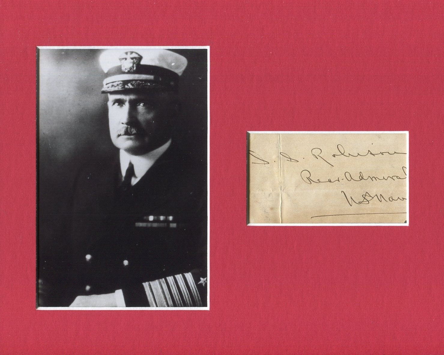 Admiral Samuel Robison WWI Naval Academy Superintendent Navy Cr Signed Autograph