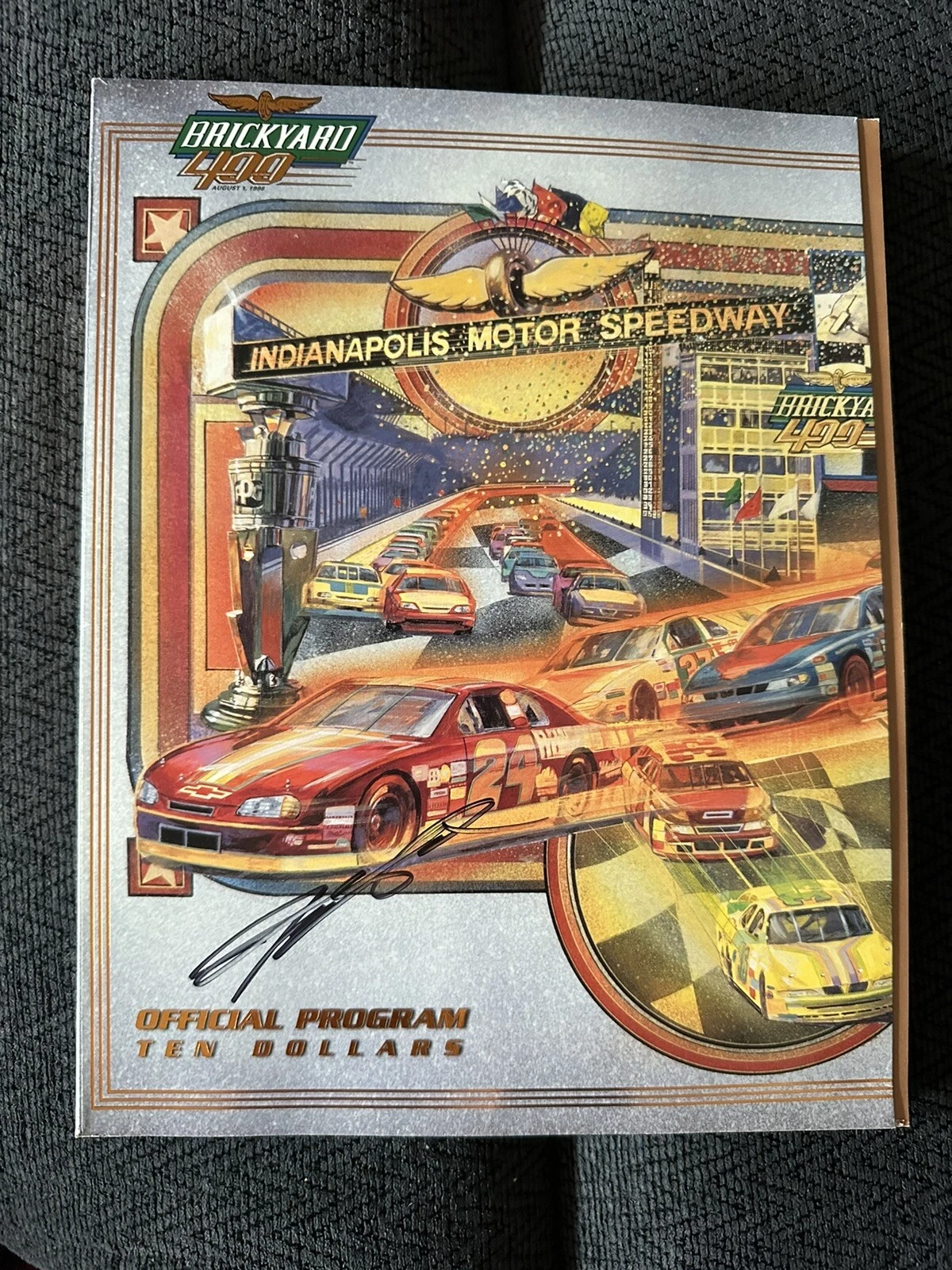 1998 Brickyard 400 Signed Program Winner Jeff Gordon Unused New