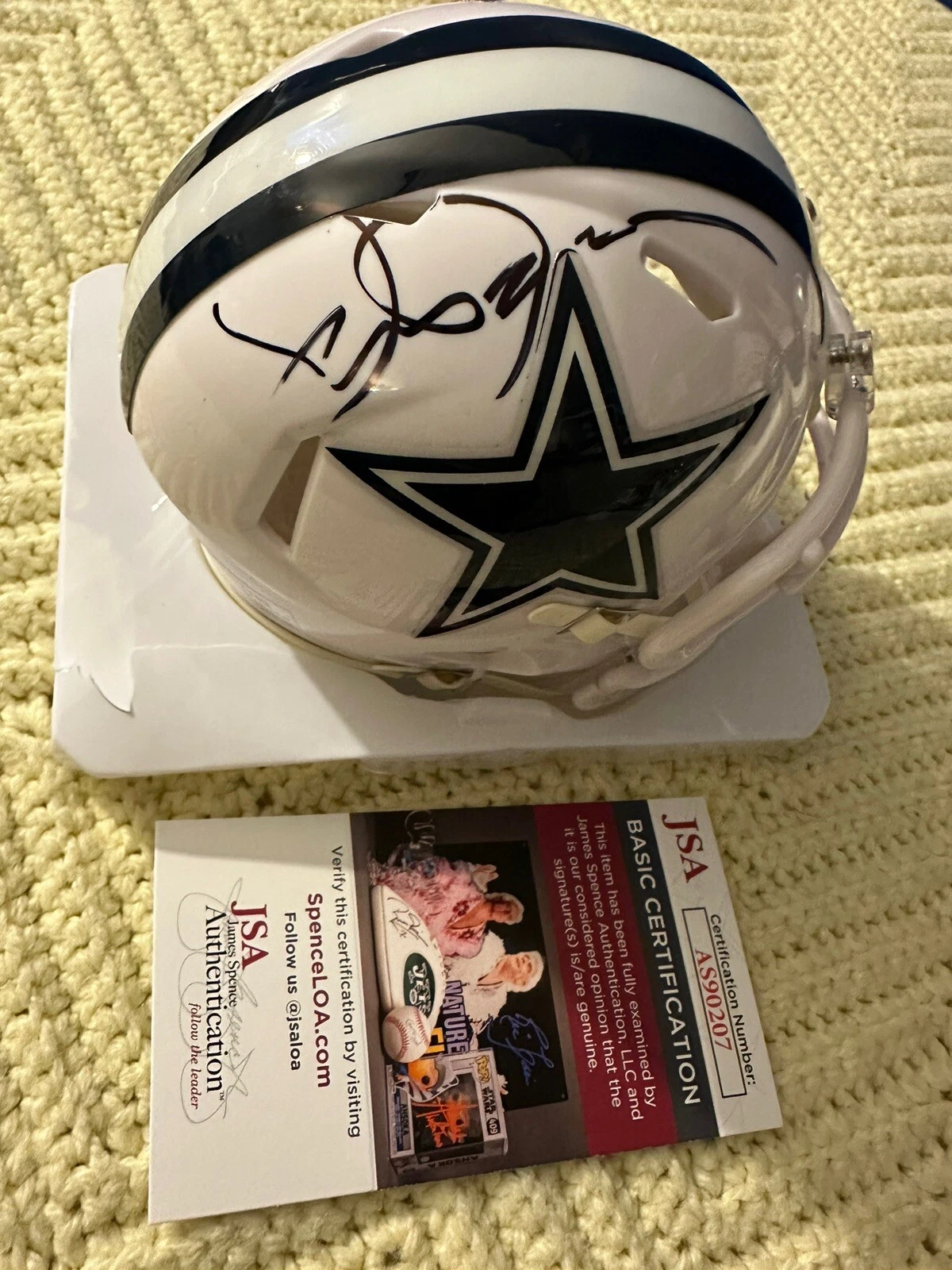 Jerry Jones Signed Dallas Cowboys Mini Helmet JSA Authentication COA Stats