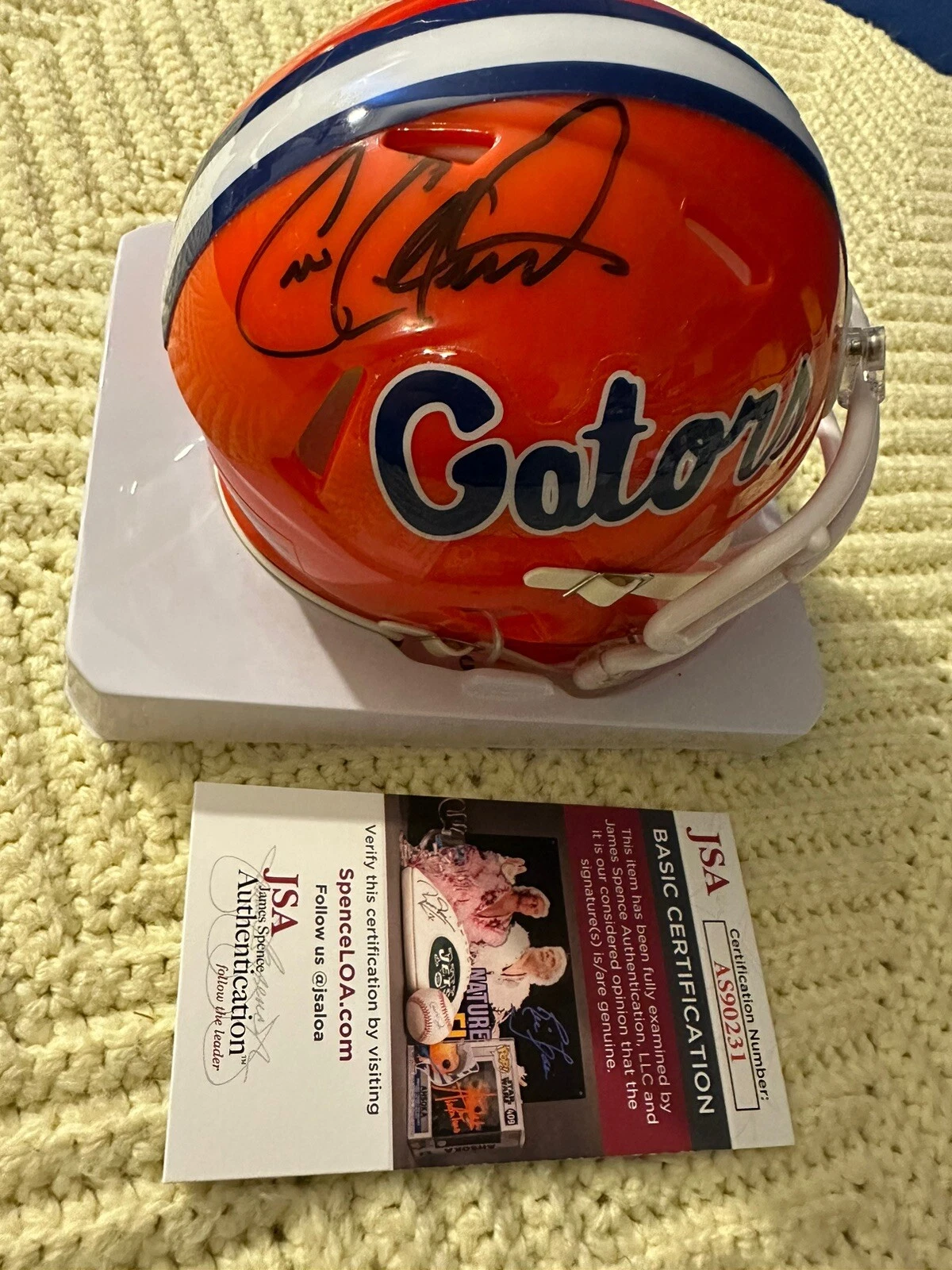 Cris Collinsworth Signed Florida Gators Mini Helmet JSA Authenticated COA Smear