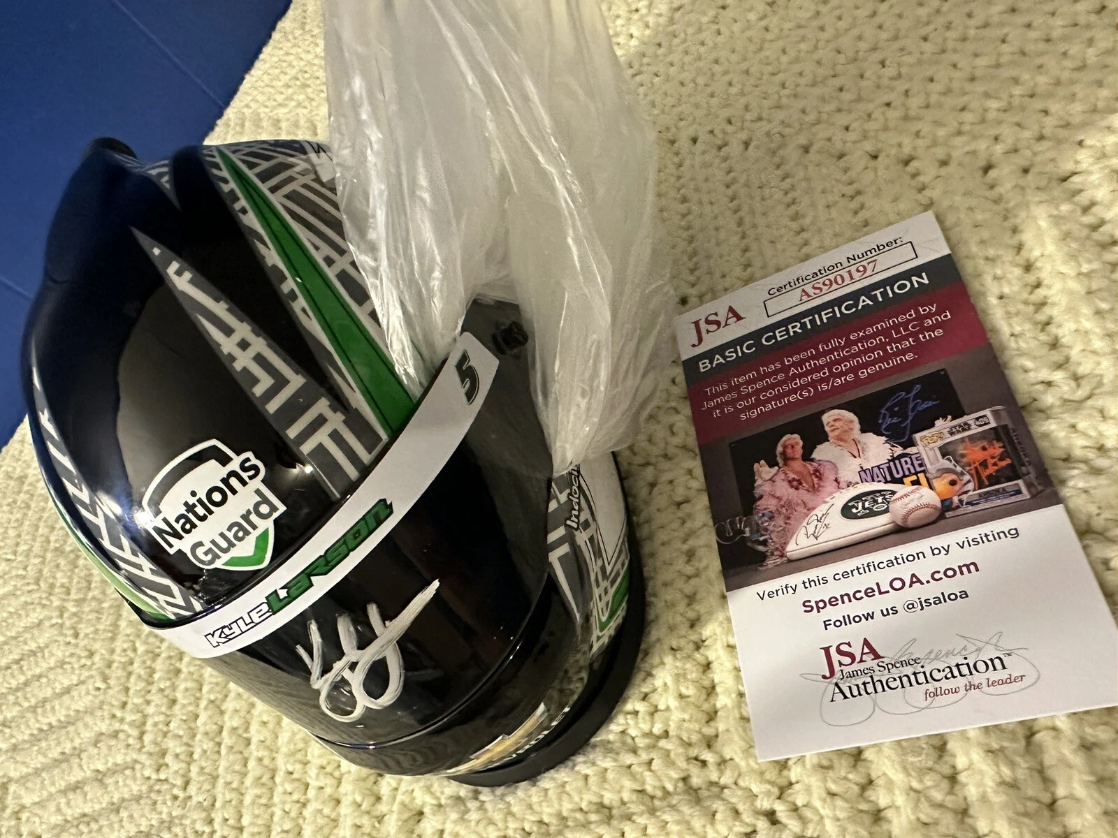 Kyle Larson Nascar Signed Mini Helmet Auto 1/2 Scale JSA Authentication COA