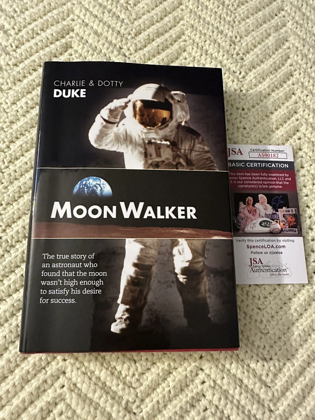 Charlie Duke SIGNED Moon Walker Book Hardcover JSA Authenticated COA