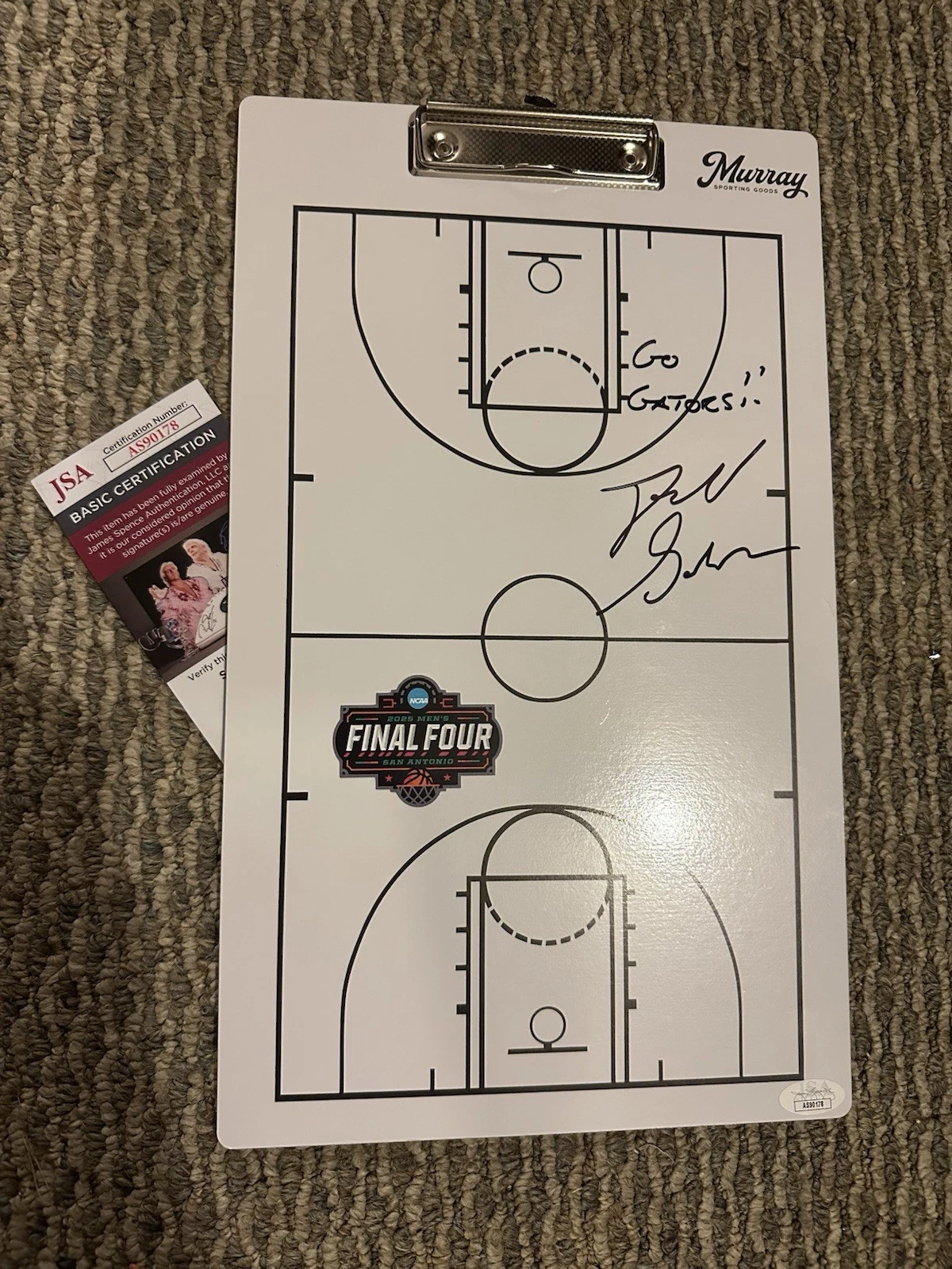 Coach L Todd Golden Signed Clip Board JSA Authentication COA Florida Autographed