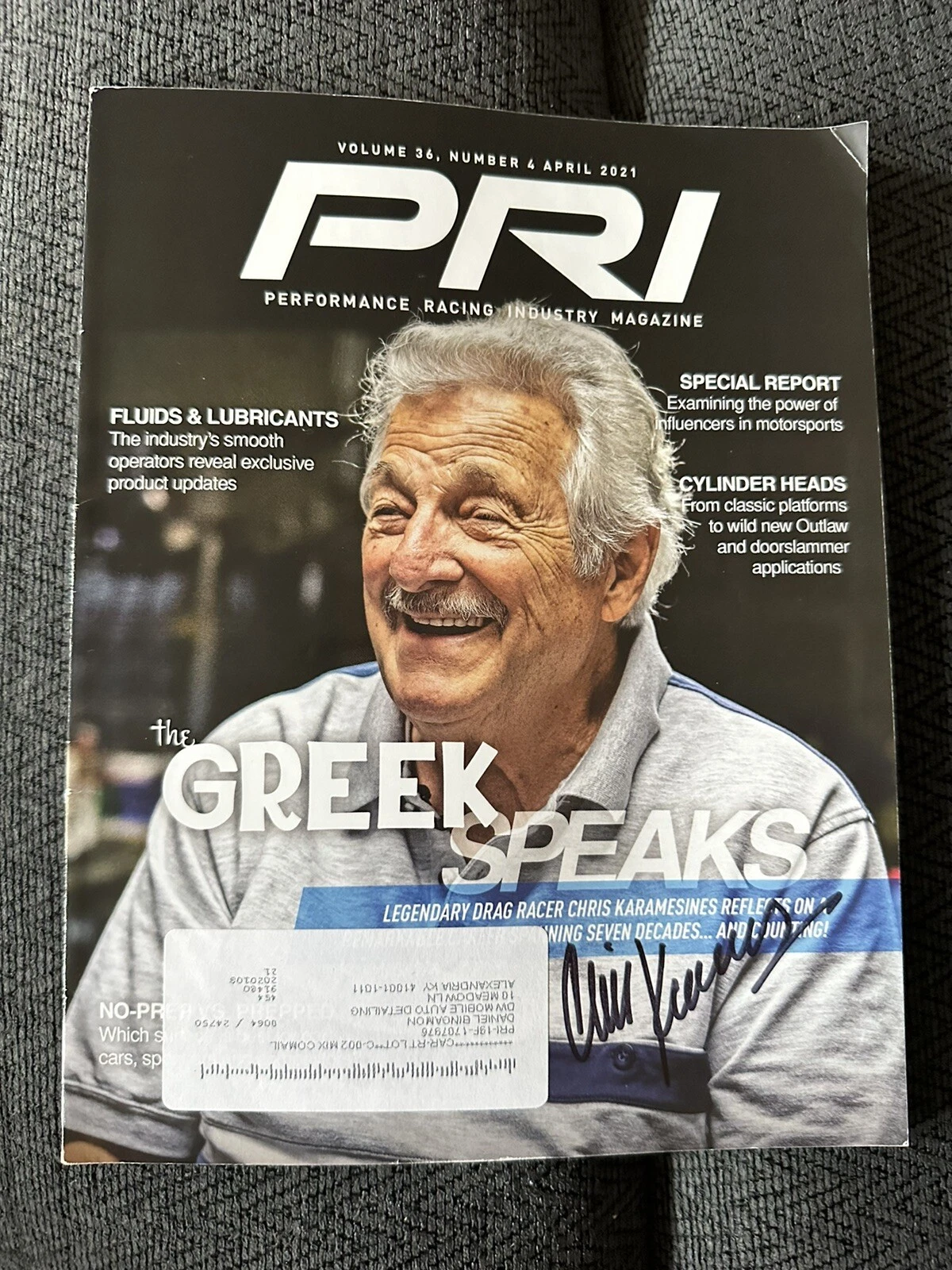 Chris Karamesines Signed NHRA PRI Magazine Autographed Drag Racing Legend