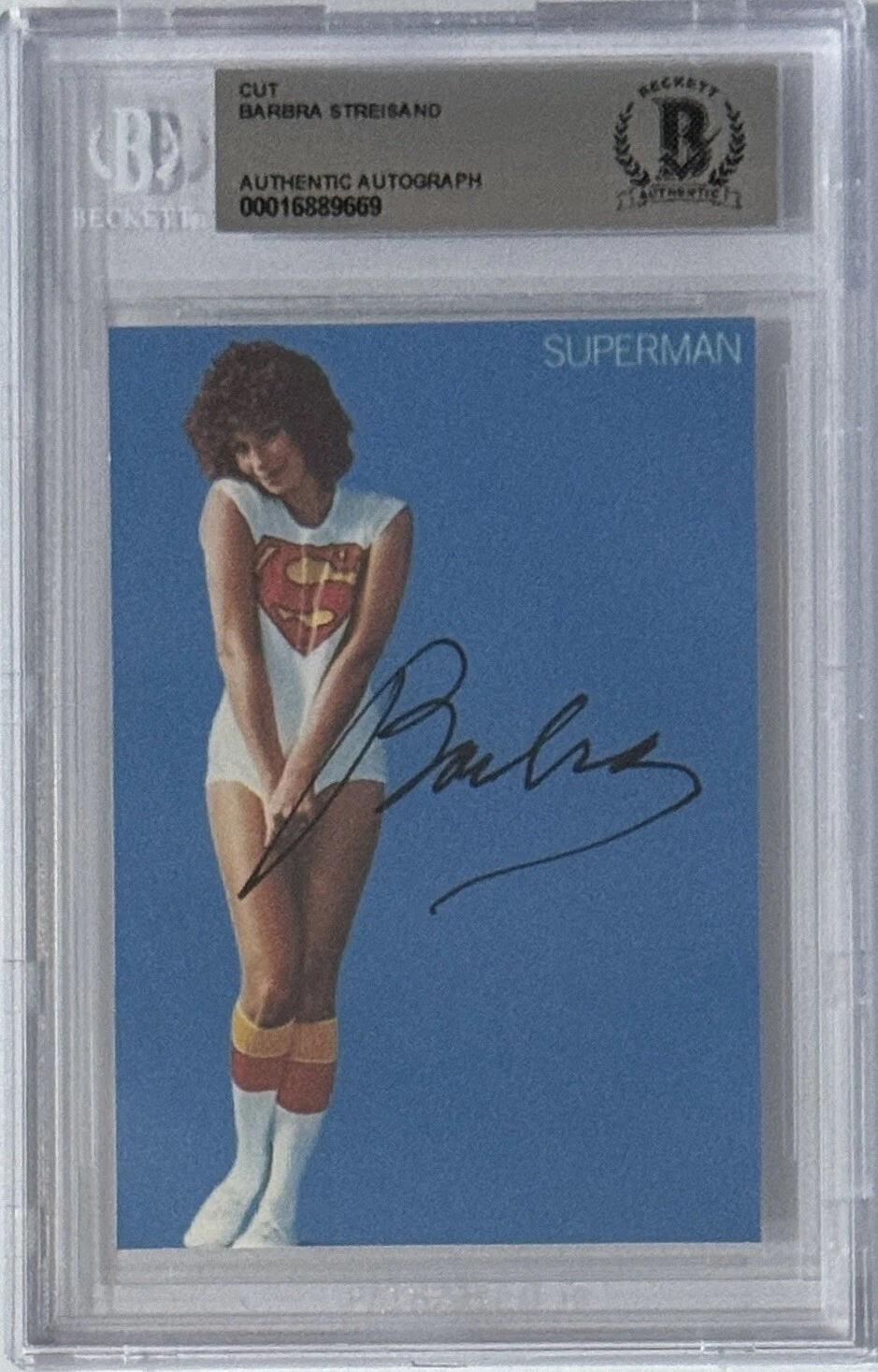 SIGNED Barbra Streisand SUPERMAN Picture Print Cut BAS Beckett COA Autographed