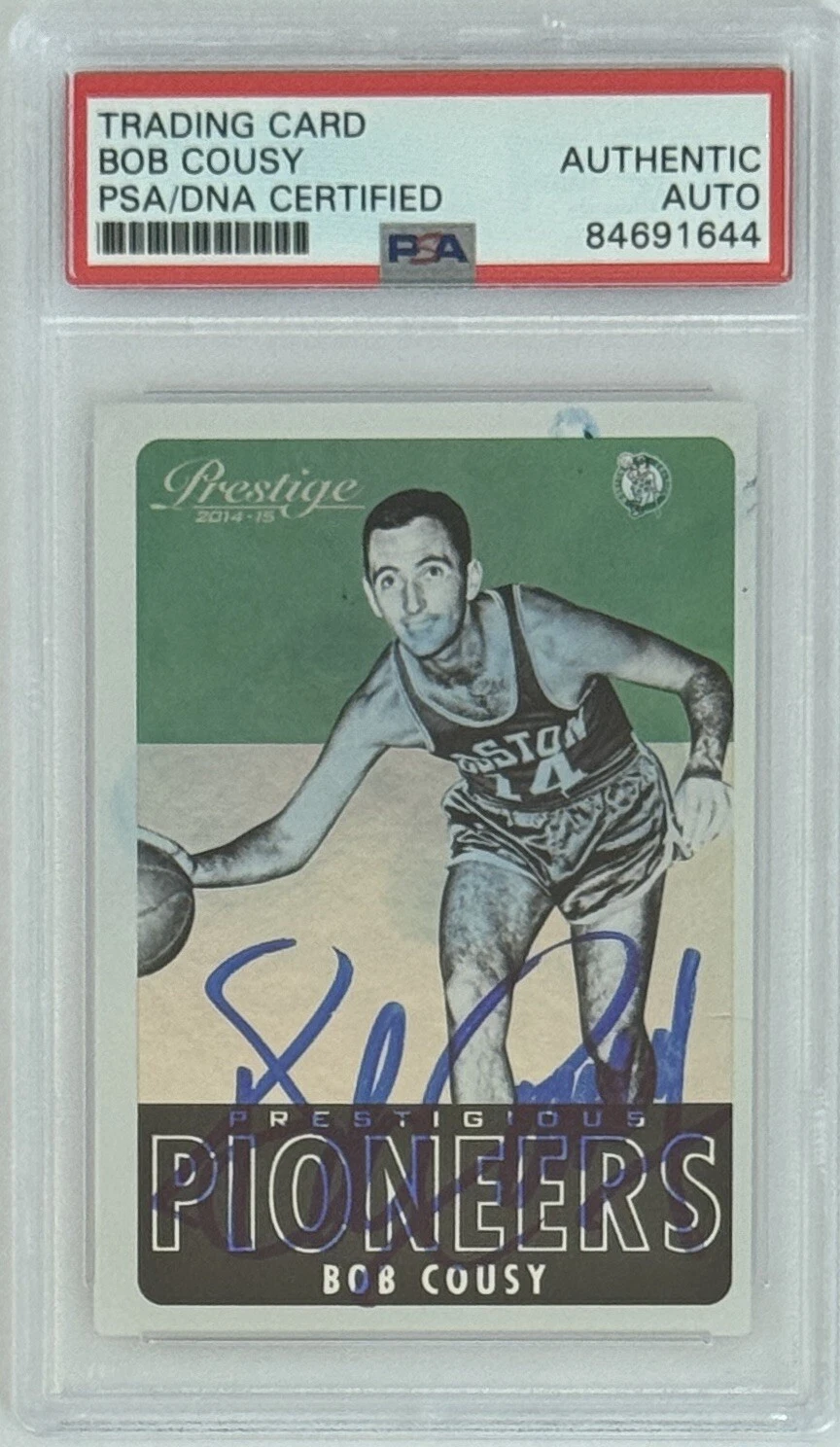 2014 Panini Prestige Pioneers Bob Cousy Signed PSA DNA Certified Autograph HOF