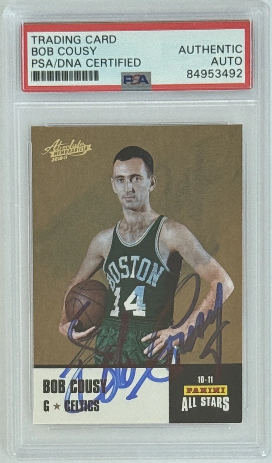2010 Panini All Stars Bob Cousy Signed PSA DNA COA Autograph HOF Boston Celtics