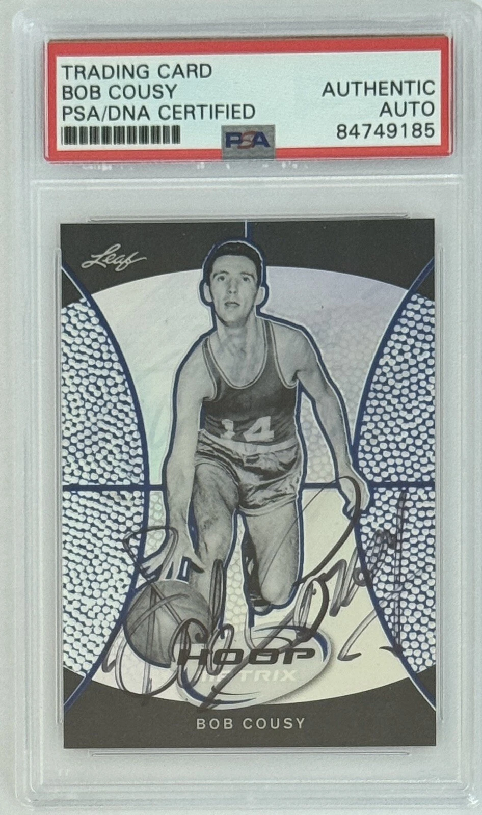2013 Leaf Hoops Bob Cousy Signed PSA DNA COA Autograph HOF Boston Celtics