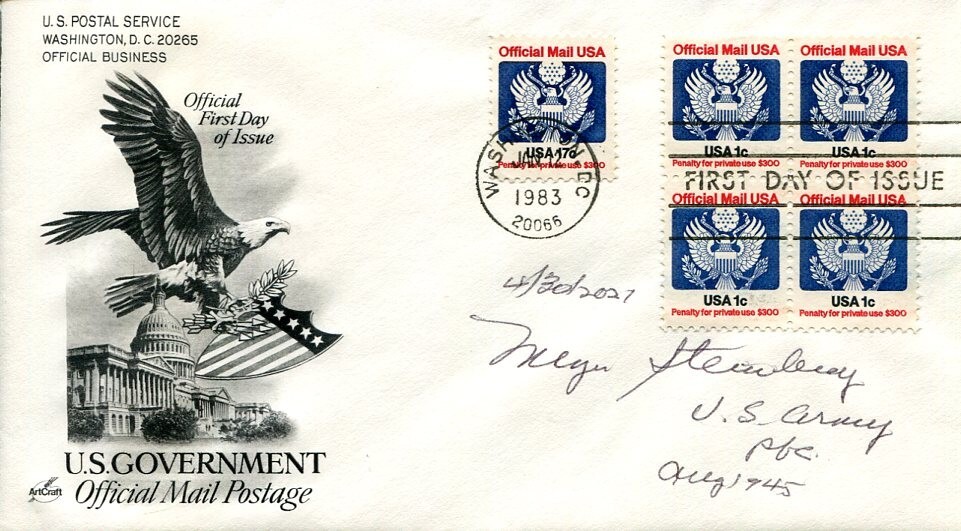 MEYER STEINBERG MANHATTAN PROJECT CHEMICAL ENGINEER ATOMIC BOMB SIGNED AUTOGRAPH COLLECTIBLE MEMORABILIA