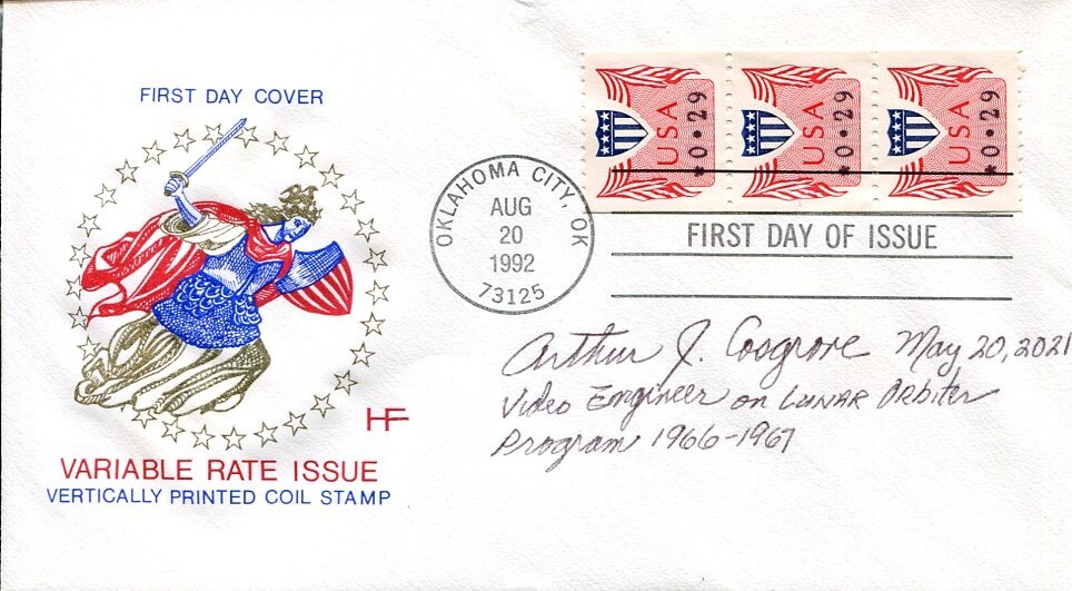 Arthur Cosgrove NASA Space Engineer Lunar Orbiters Camera Signed Autograph FDC