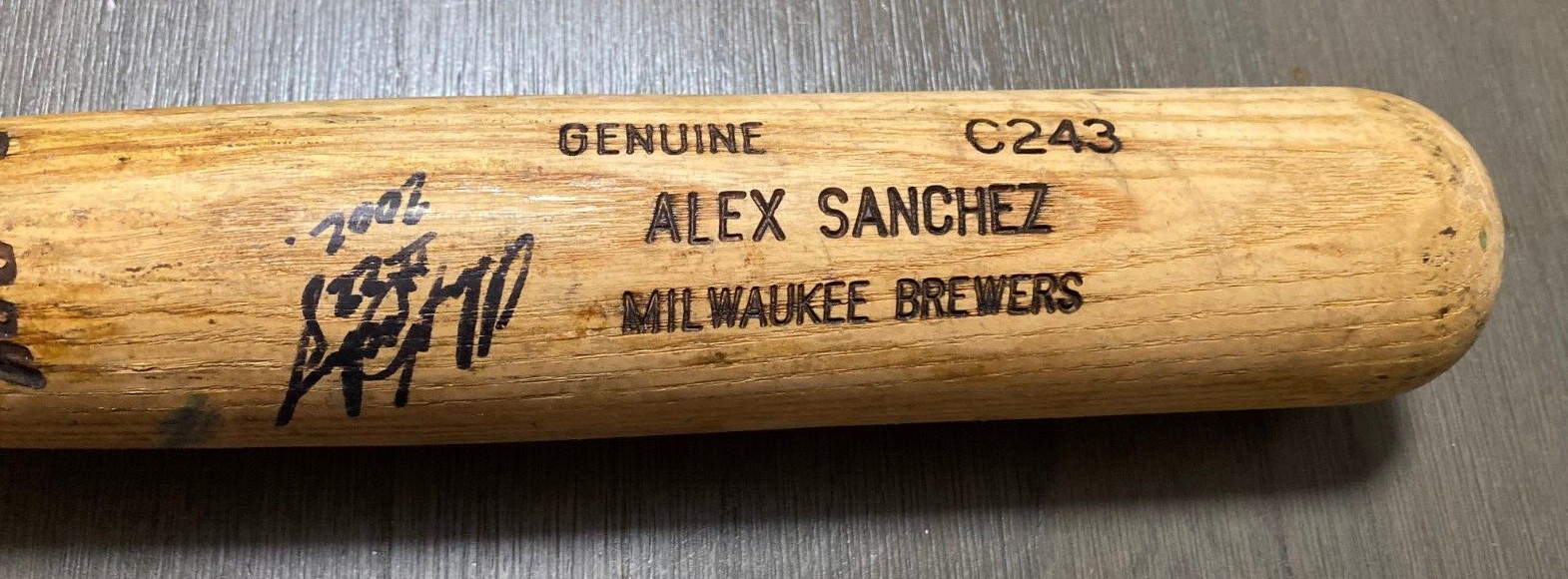 ALEX SANCHEZ BREWERS SIGNED AUTOGRAPHED GAME USED LV SLUGGER BAT RARE L@@K