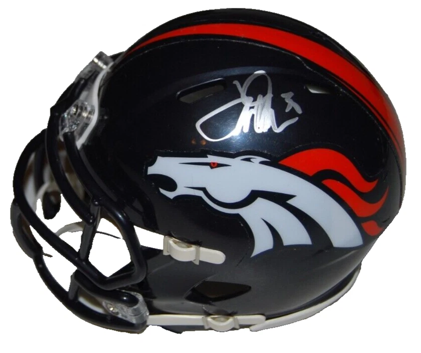 TERRELL DAVIS signed (DENVER BRONCOS) mini football helmet JSA COA AX11400