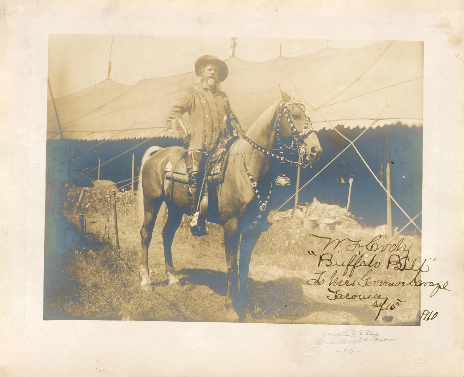 WILLIAM CODY BUFFALO BILL “1910” AUTHENTIC SIGNED 9.85×11.85 PHOTO BAS #AD64301 COLLECTIBLE MEMORABILIA