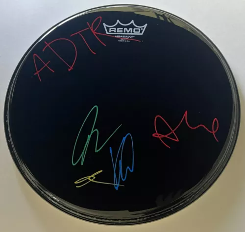 A DAY TO REMEMBER SIGNED AUTOGRAPH REMO DRUMHEAD JEREMY MCKINNON +3 WEXACT PROOF COLLECTIBLE MEMORABILIA