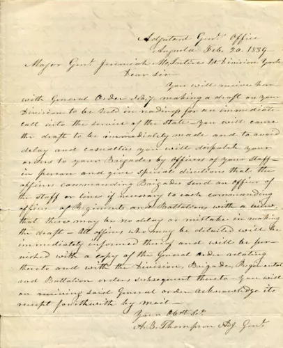 ADJUTANT GENERAL ABNER BOURNE A. B. THOMPSON MAINE MILITIA SIGNED AUTOGRAPH ALS COLLECTIBLE MEMORABILIA