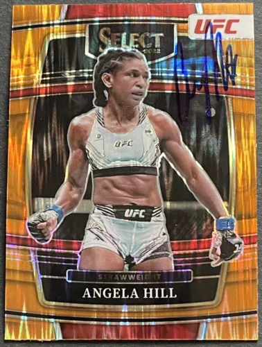 ANGELA HILL SIGNED AUTOGRAPHED 2022 SELECT ORANGE FLASH UFC CARD BECKETT COA COLLECTIBLE MEMORABILIA
