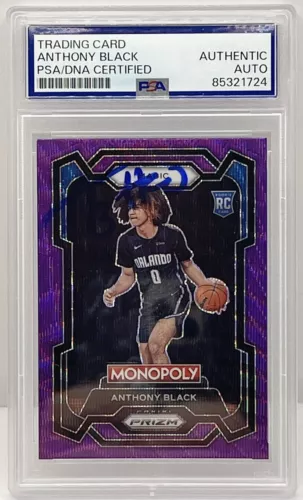 ANTHONY BLACK SIGNED AUTO 2023-24 PRIZM PURPLE ROOKIE CARD PSA/DNA SLABBED MAGIC COLLECTIBLE MEMORABILIA